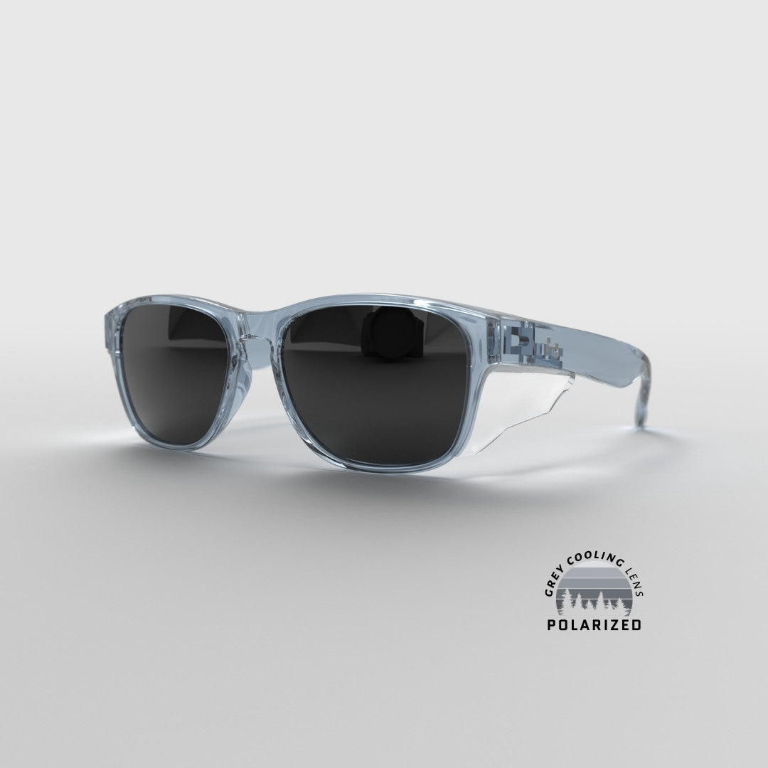 Transparent Icon Series w/ Grey Polarized [Heat Shield] Lenses & Side Shields